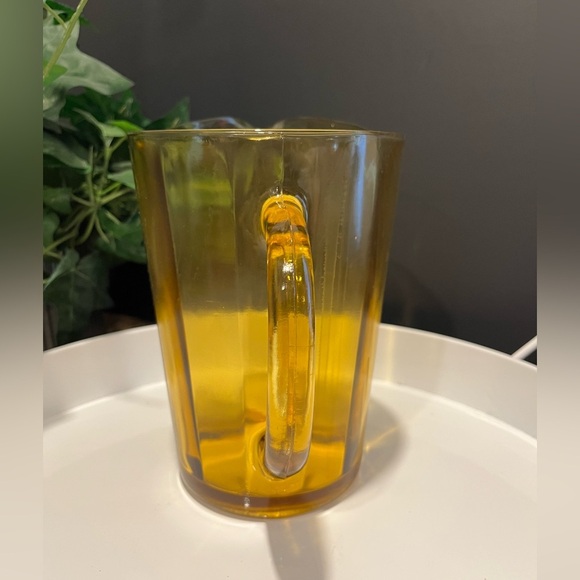 Vintage Amber Panel Glass Pitcher – Smooth Paneled Design - Picture 5 of 8